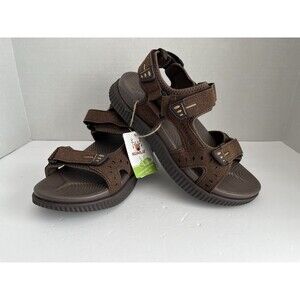 KuaiLu Mens Brown Hiking Sandals W/ Arch Support Sport Recovery Walking Size 11